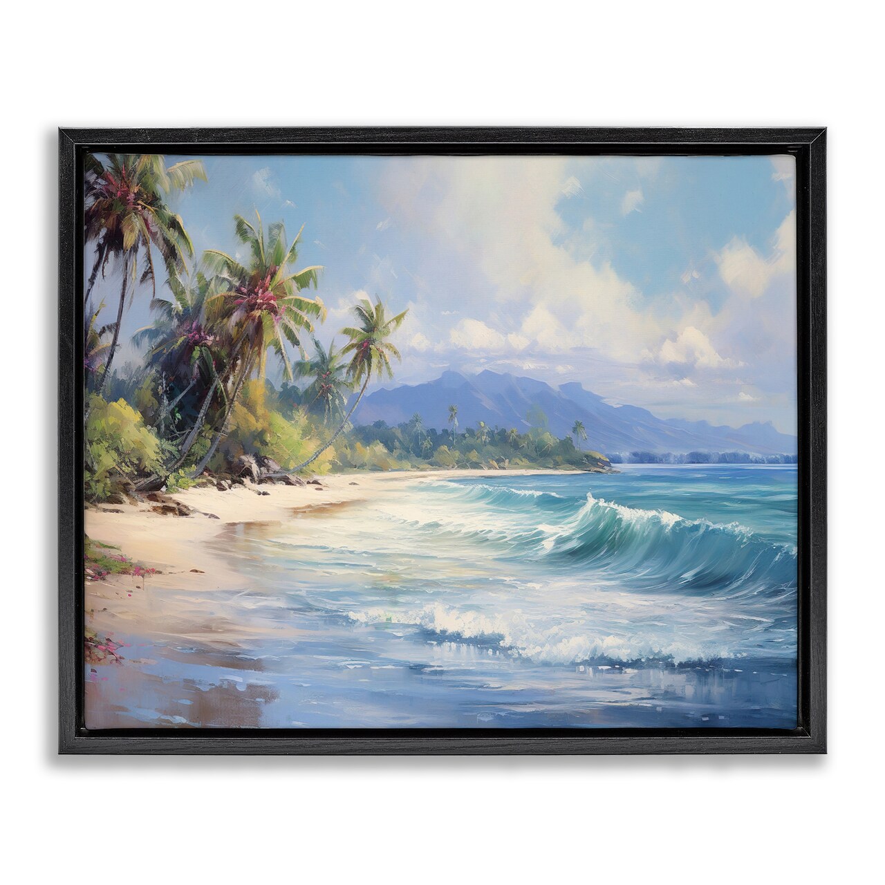 Stupell Industries Tropical Coast with Rolling Waves Floating Frame Design by Franklyn Gregory